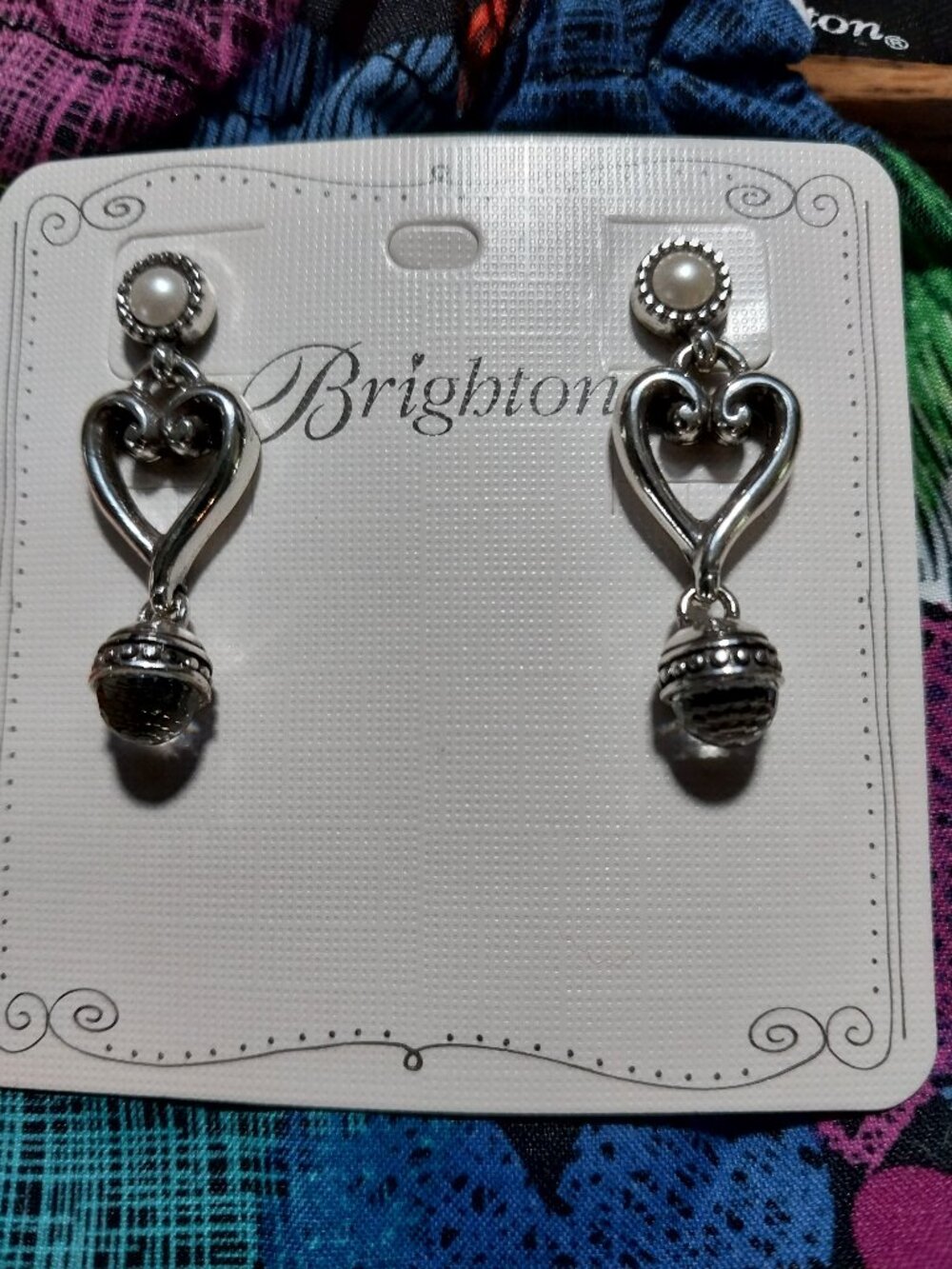 💗Brighton Earrings "Alcazor" Drop Post Pearl Crystal NWOT Dust Bag💗